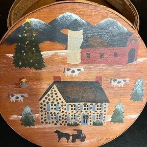 Rustic Holiday Decor Box with Festive Scene